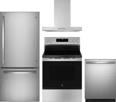 4 Piece Package Includes Refrigerator, Range, Hood And Dishwasher