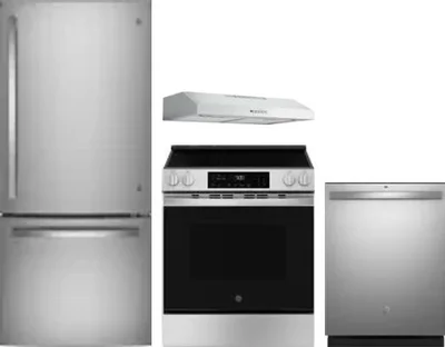 4 Piece Package Includes Refrigerator, Range, Hood And Dishwasher