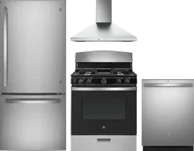 4 Piece Package Includes Refrigerator, Range, Hood And Dishwasher