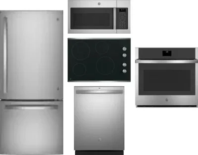5 Piece Package Includes Refrigerator, Cooktop, Wall Oven, Microwave And Dishwasher