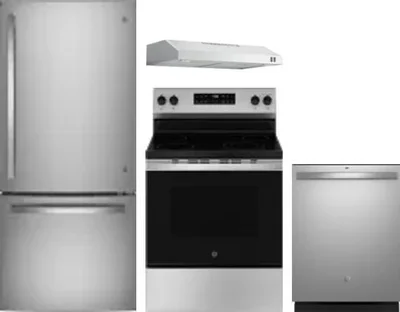 4 Piece Package Includes Refrigerator, Range, Hood And Dishwasher