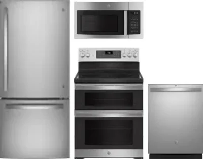 4 Piece Package Includes Refrigerator, Range, Microwave And Dishwasher