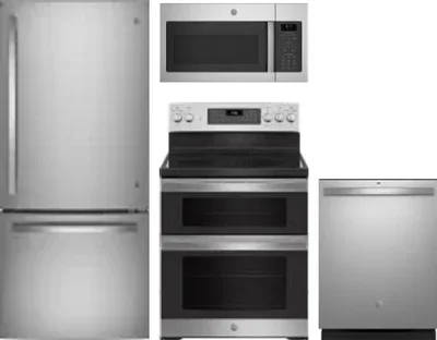 4 Piece Package Includes Refrigerator, Range, Microwave And Dishwasher