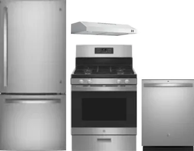 4 Piece Package Includes Refrigerator, Range, Hood And Dishwasher
