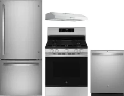 4 Piece Package Includes Refrigerator, Range, Hood And Dishwasher