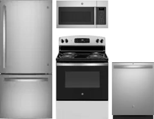 4 Piece Package Includes Refrigerator, Range, Microwave And Dishwasher