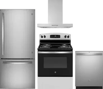 4 Piece Package Includes Refrigerator, Range, Hood And Dishwasher