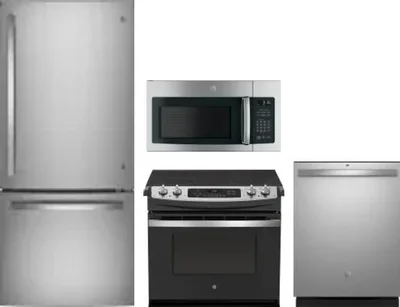 4 Piece Package Includes Refrigerator, Range, Microwave And Dishwasher