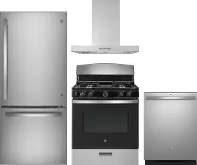 4 Piece Package Includes Refrigerator, Range, Hood And Dishwasher