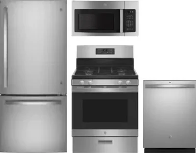 4 Piece Package Includes Refrigerator, Range, Microwave And Dishwasher