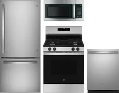 4 Piece Package Includes Refrigerator, Range, Microwave And Dishwasher