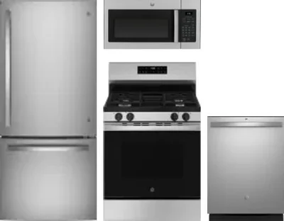 4 Piece Package Includes Refrigerator, Range, Microwave And Dishwasher