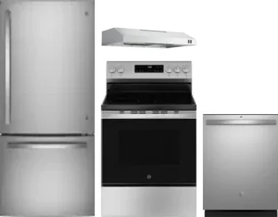 4 Piece Package Includes Refrigerator, Range, Hood And Dishwasher