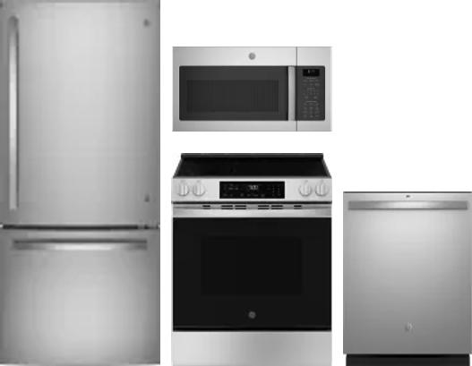 4 Piece Package Includes Refrigerator, Range, Microwave And Dishwasher