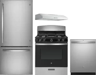 4 Piece Package Includes Refrigerator, Range, Hood And Dishwasher