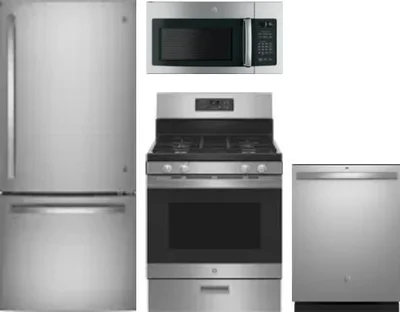 4 Piece Package Includes Refrigerator, Range, Microwave And Dishwasher