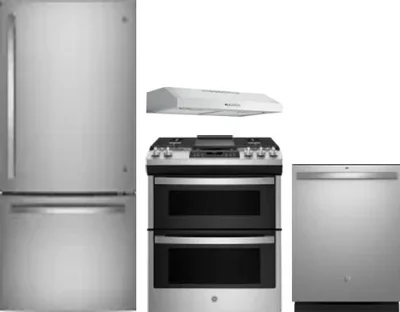4 Piece Package Includes Refrigerator, Range, Hood And Dishwasher