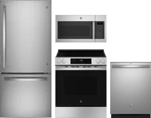 4 Piece Package Includes Refrigerator, Range, Microwave And Dishwasher