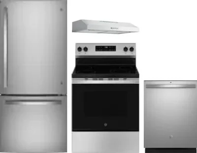 4 Piece Package Includes Refrigerator, Range, Hood And Dishwasher