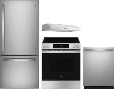 4 Piece Package Includes Refrigerator, Range, Hood And Dishwasher