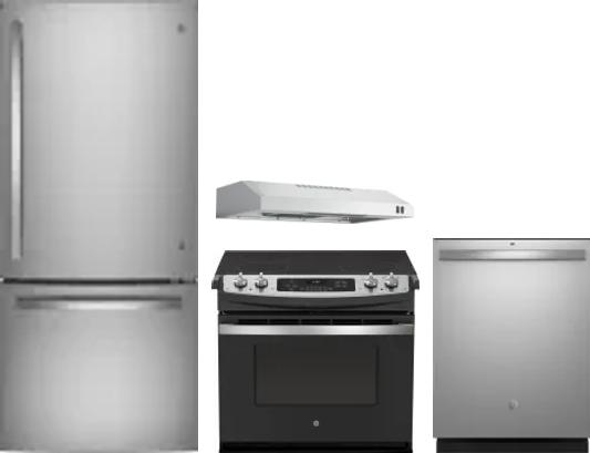 4 Piece Package Includes Refrigerator, Range, Hood And Dishwasher