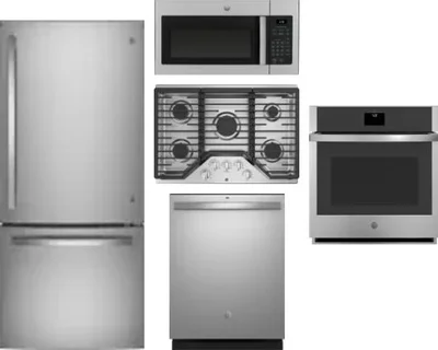 5 Piece Package Includes Refrigerator, Cooktop, Wall Oven, Microwave And Dishwasher