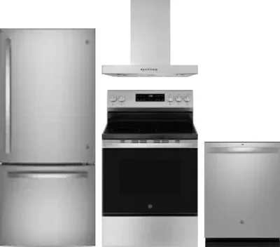 4 Piece Package Includes Refrigerator, Range, Hood And Dishwasher
