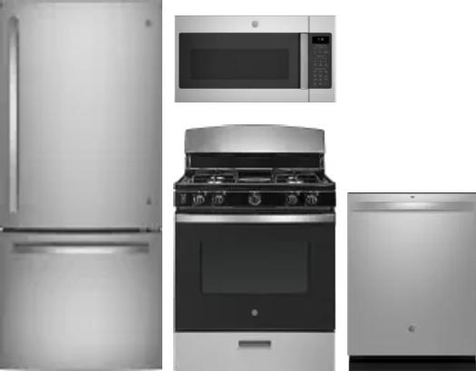4 Piece Package Includes Refrigerator, Range, Microwave And Dishwasher