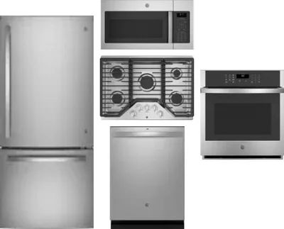 5 Piece Package Includes Refrigerator, Cooktop, Wall Oven, Microwave And Dishwasher