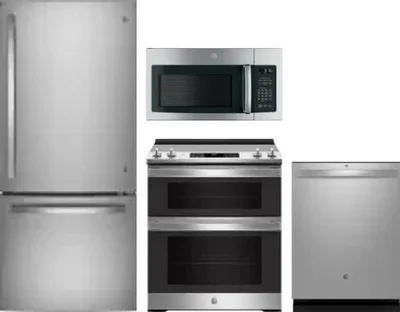 4 Piece Package Includes Refrigerator, Range, Microwave And Dishwasher