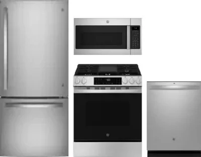 4 Piece Package Includes Refrigerator, Range, Microwave And Dishwasher