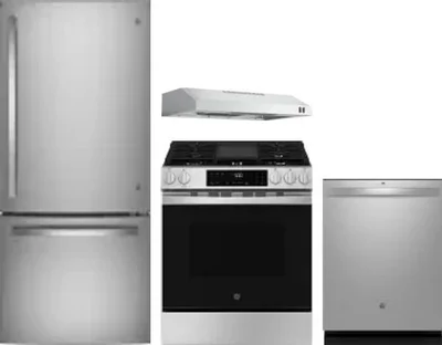 4 Piece Package Includes Refrigerator, Range, Hood And Dishwasher