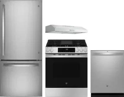 4 Piece Package Includes Refrigerator, Range, Hood And Dishwasher