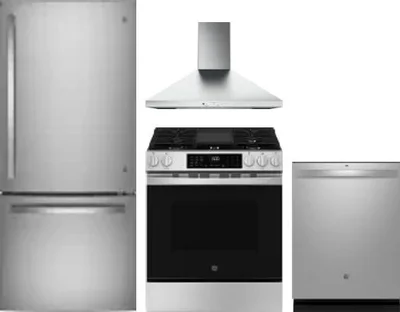 4 Piece Package Includes Refrigerator, Range, Hood And Dishwasher