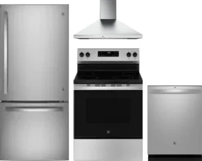 4 Piece Package Includes Refrigerator, Range, Hood And Dishwasher