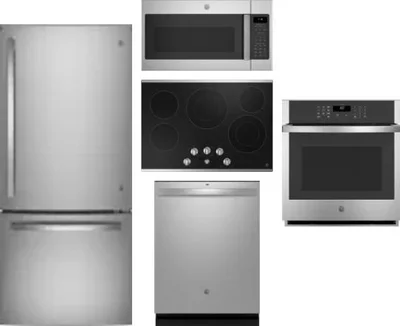 5 Piece Package Includes Refrigerator, Cooktop, Wall Oven, Microwave And Dishwasher