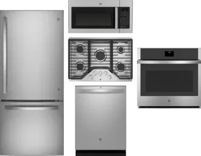 5 Piece Package Includes Refrigerator, Cooktop, Wall Oven, Microwave And Dishwasher