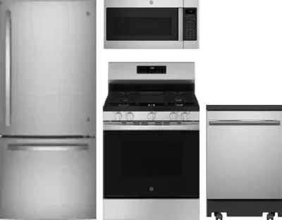 4 Piece Package Includes Refrigerator, Range, Microwave And Dishwasher
