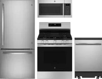 4 Piece Package Includes Refrigerator, Range, Microwave And Dishwasher