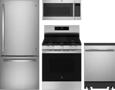 4 Piece Package Includes Refrigerator, Range, Microwave And Dishwasher