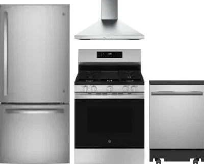 4 Piece Package Includes Refrigerator, Range, Hood And Dishwasher