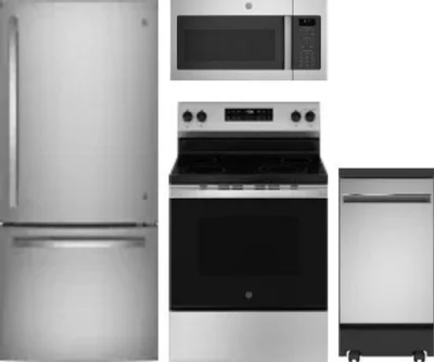 4 Piece Package Includes Refrigerator, Range, Microwave And Dishwasher