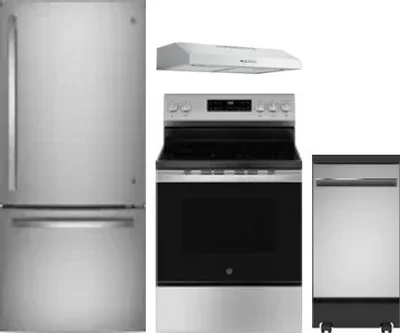 4 Piece Package Includes Refrigerator, Range, Hood And Dishwasher