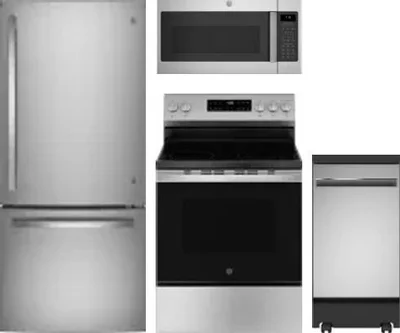 4 Piece Package Includes Refrigerator, Range, Microwave And Dishwasher