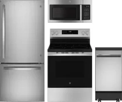 4 Piece Package Includes Refrigerator, Range, Microwave And Dishwasher