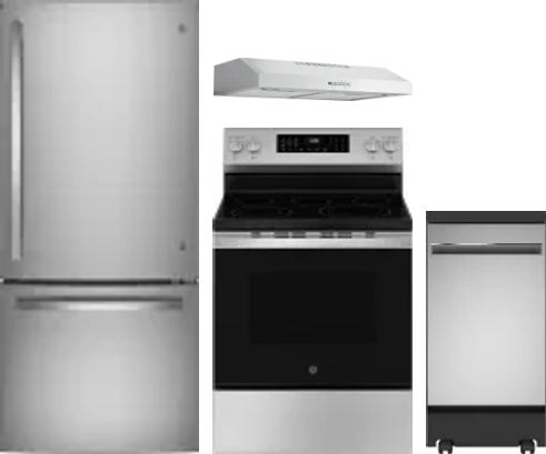 4 Piece Package Includes Refrigerator, Range, Hood And Dishwasher