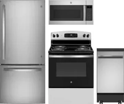 4 Piece Package Includes Refrigerator, Range, Microwave And Dishwasher