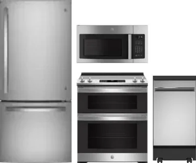 4 Piece Package Includes Refrigerator, Range, Microwave And Dishwasher