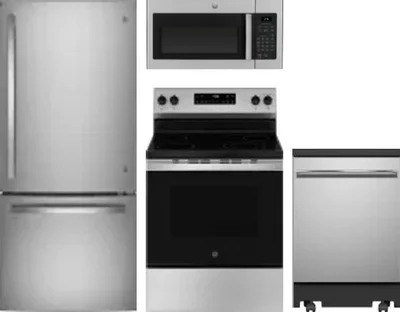 4 Piece Package Includes Refrigerator, Range, Microwave And Dishwasher