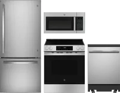 4 Piece Package Includes Refrigerator, Range, Microwave And Dishwasher